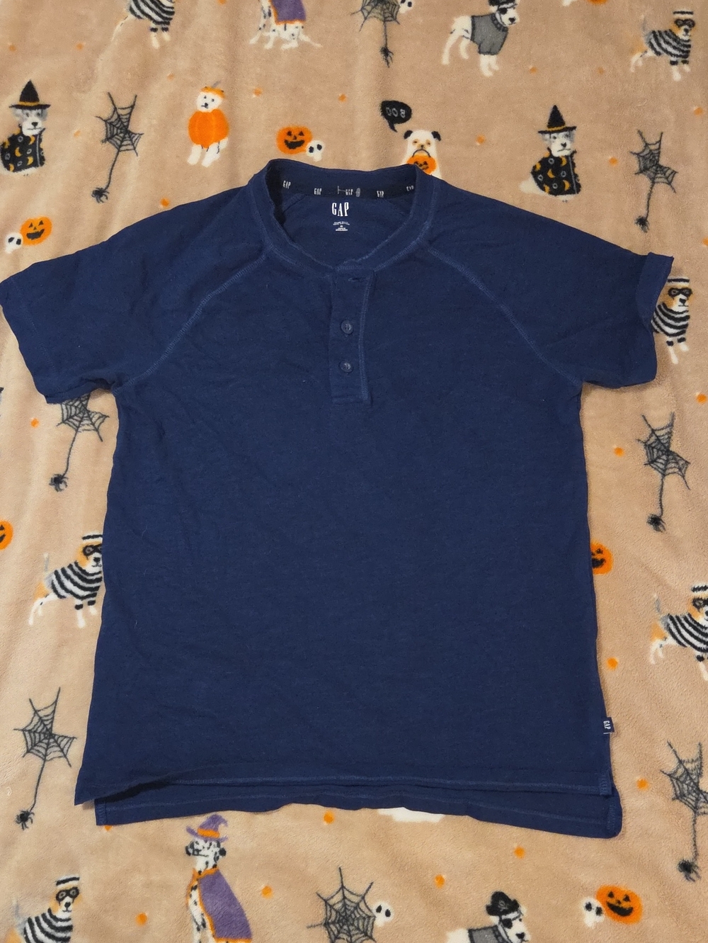 GAP Men's Dark Blue Short-Sleeve Henley